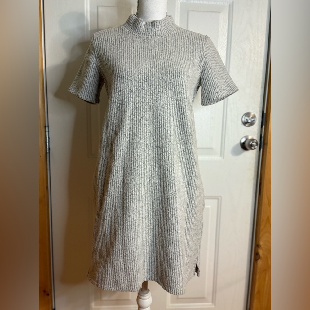 TOAD & CO Wiggins Recycled Wool Blend Dress Gray Striped Small